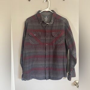 Kuhl Gray and Red Plaid Button Down Flannel Shirt